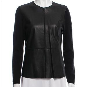 Allude Merino Wool and Leather Crew Neck Sweater
